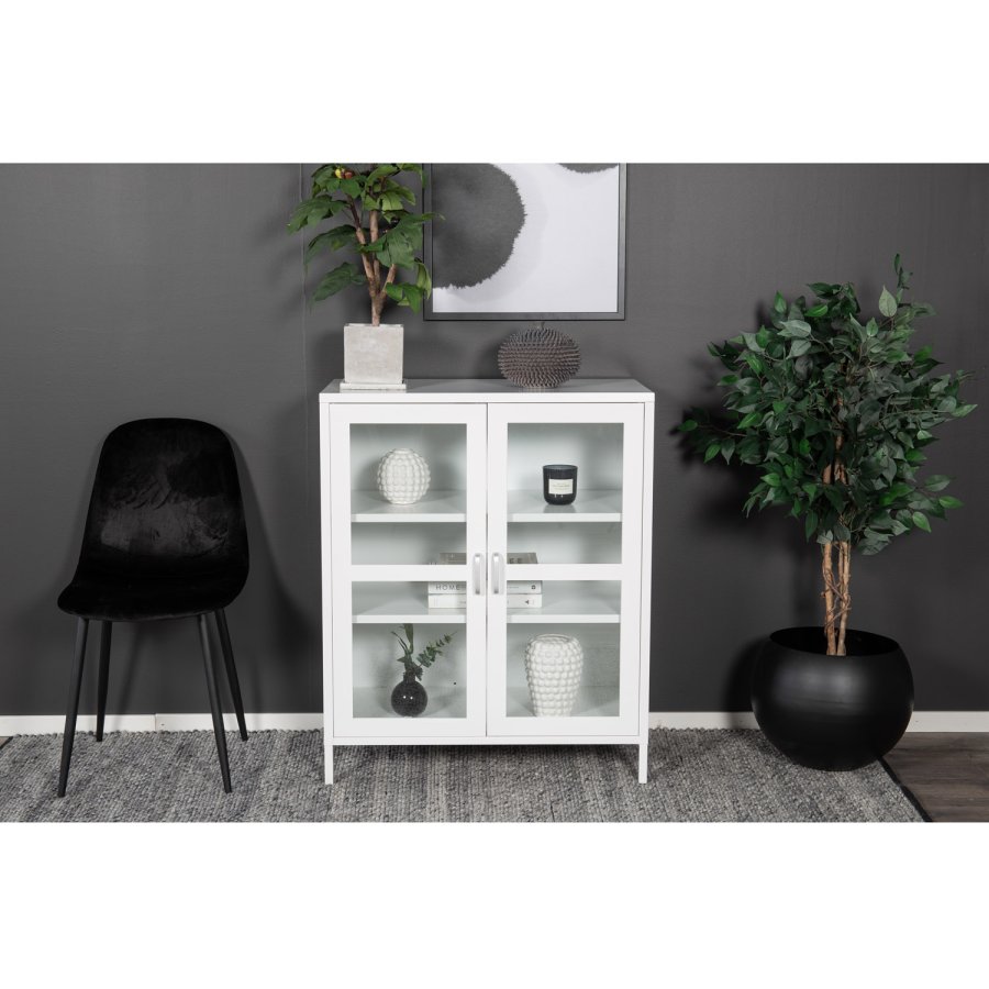 VENTURE DESIGN Acero Niedriger Schrank, mit 2 Türen und 2 Regalen – weißer Stahl