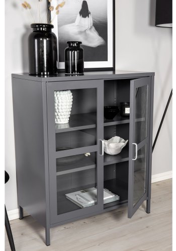 VENTURE DESIGN Acero Lavt skap, m. 2 drer og 2 hyller - lysegr stl