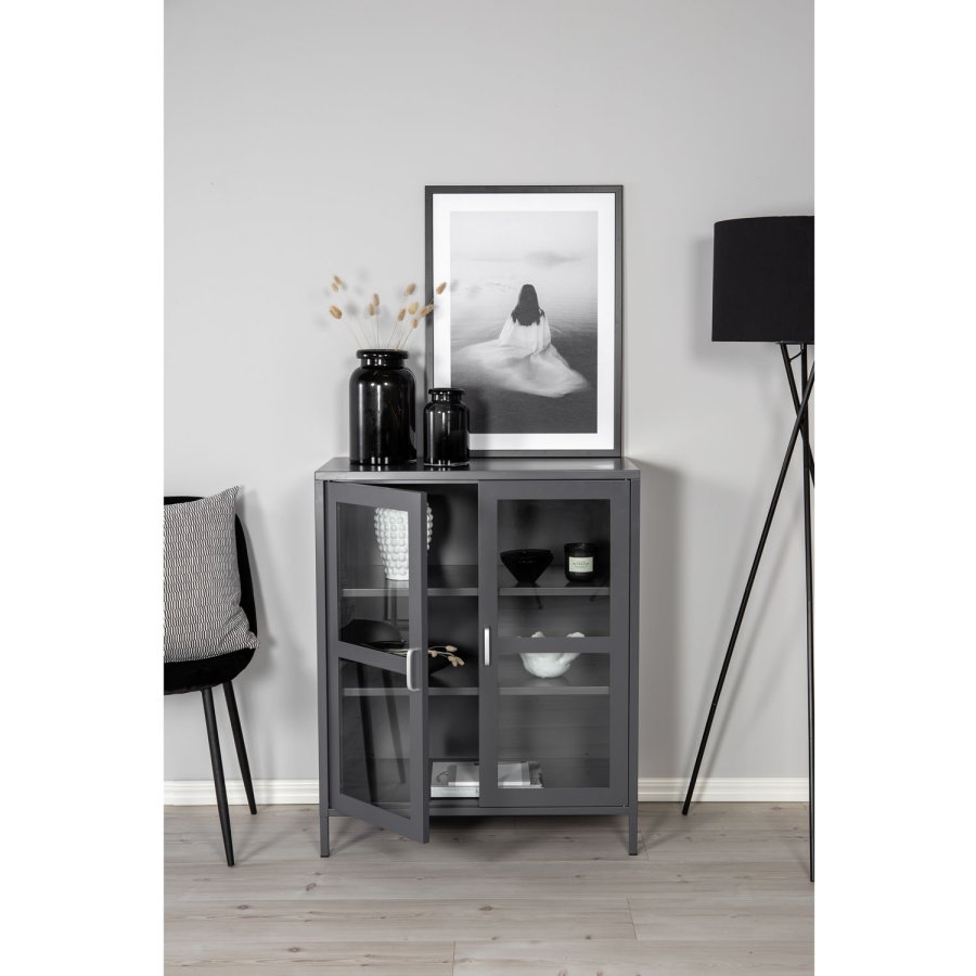 VENTURE DESIGN Acero Lavt skap, m. 2 drer og 2 hyller - lysegr stl