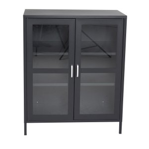 VENTURE DESIGN Acero Low skp, med 2 dörrar och 2 hyllplan - svart stl