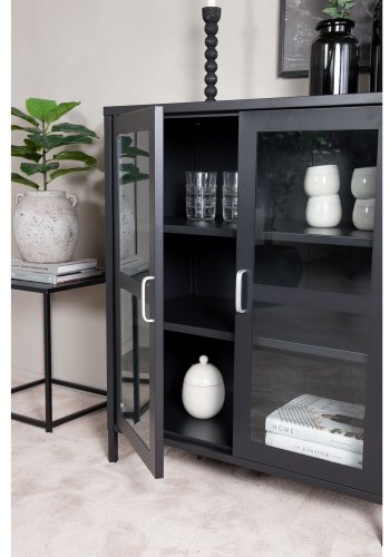 VENTURE DESIGN Acero Lavt skap, m. 2 drer og 2 hyller - sort stl