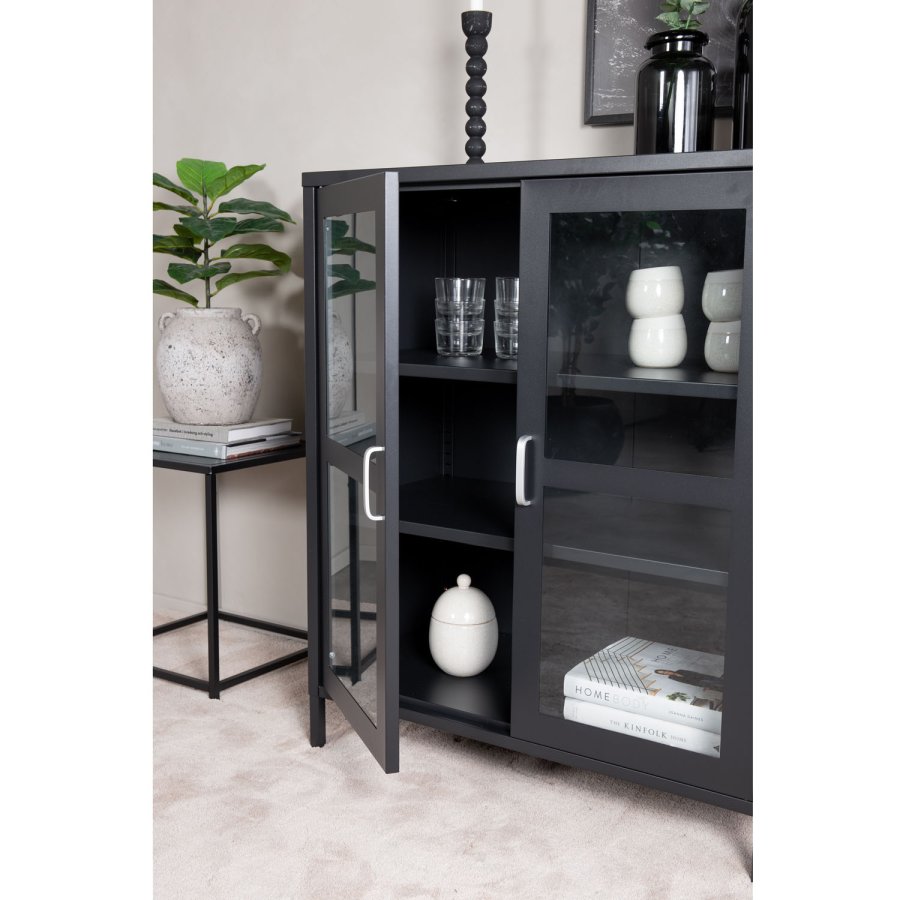 VENTURE DESIGN Acero Lavt skap, m. 2 drer og 2 hyller - sort stl