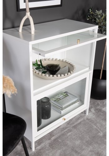 VENTURE DESIGN Bakal Lavt skap, m. 2 drer og 1 hylle - hvit stl