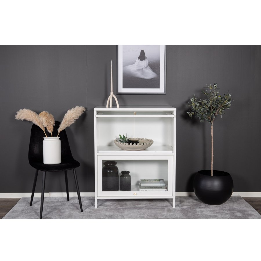 VENTURE DESIGN Bakal Lavt skap, m. 2 drer og 1 hylle - hvit stl