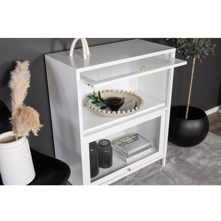 VENTURE DESIGN Bakal Lavt skap, m. 2 drer og 1 hylle - hvit stl