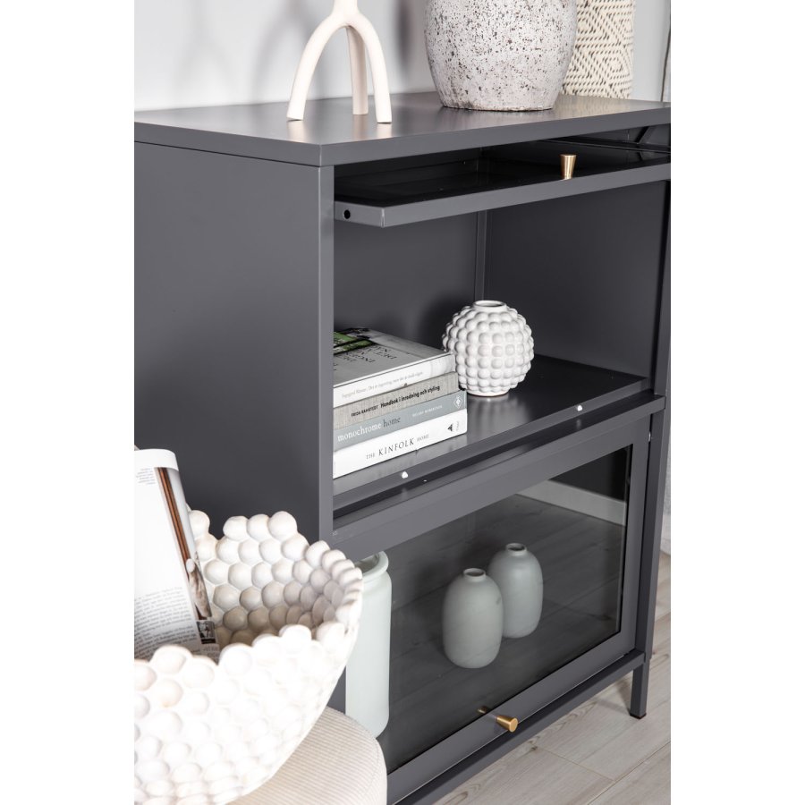 VENTURE DESIGN Bakal Lavt skap, m. 2 drer og 1 hylle - lysegr stl