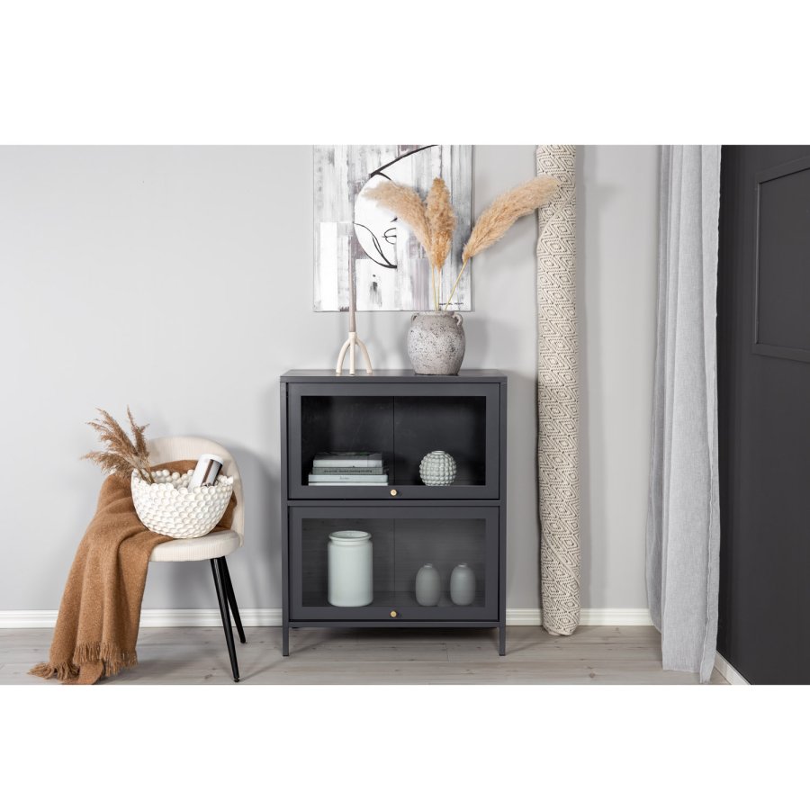 VENTURE DESIGN Bakal Lavt skap, m. 2 drer og 1 hylle - lysegr stl