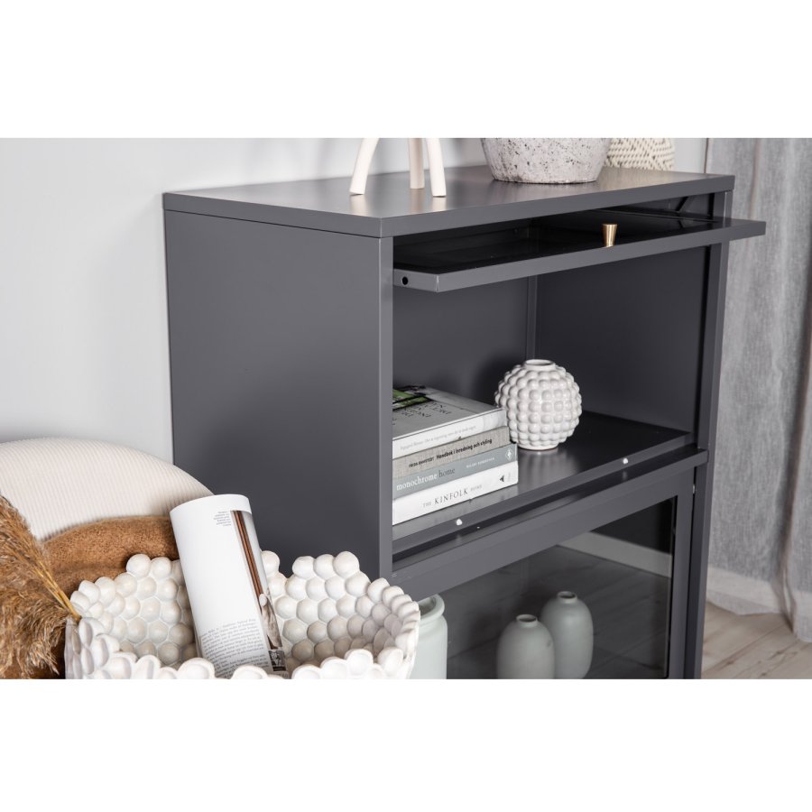 VENTURE DESIGN Bakal Lavt skap, m. 2 drer og 1 hylle - lysegr stl