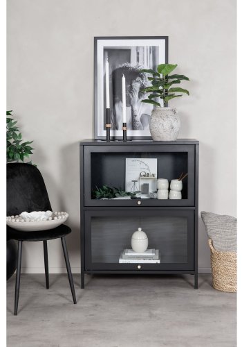 VENTURE DESIGN Bakal Lavt skap, m. 2 drer og 1 hylle - sort stl