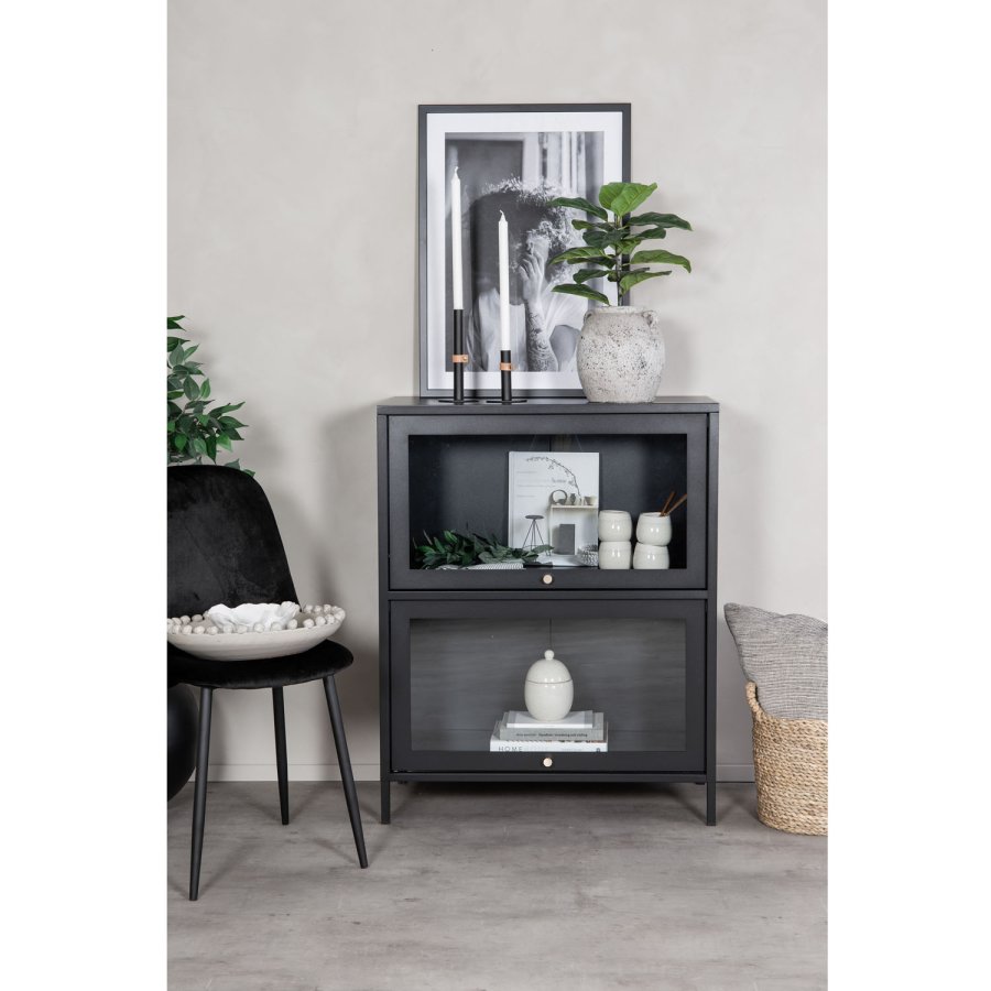 VENTURE DESIGN Bakal Lavt skap, m. 2 drer og 1 hylle - sort stl