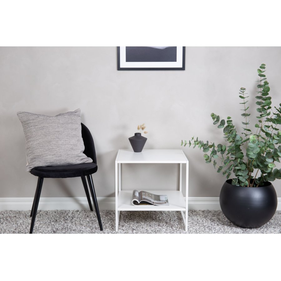 VENTURE DESIGN Sidebord i stl, m. hylle - hvit stl (50,8x50,8)