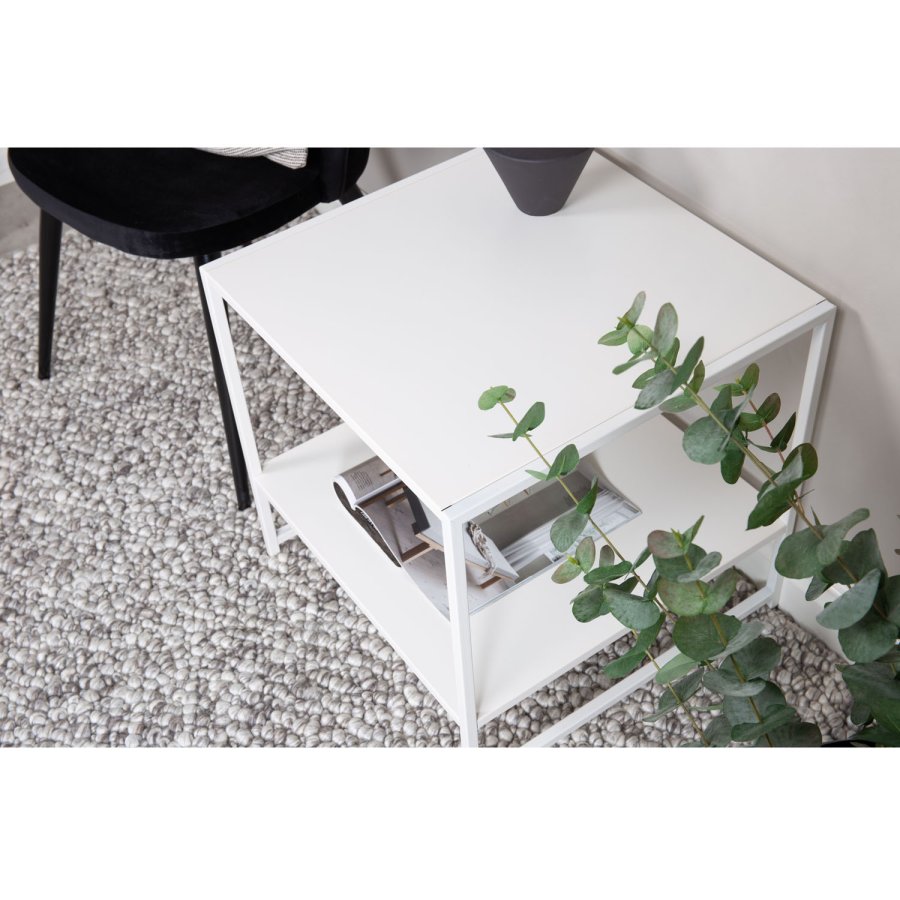 VENTURE DESIGN Sidebord i stl, m. hylle - hvit stl (50,8x50,8)