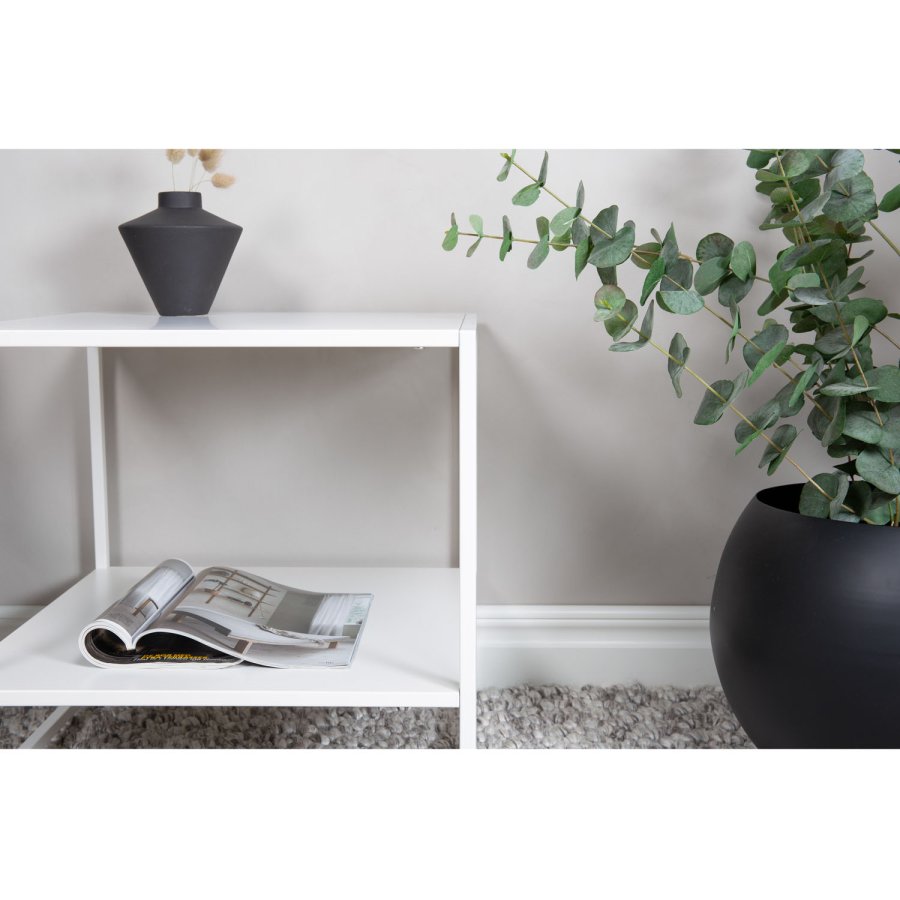 VENTURE DESIGN Sidebord i stl, m. hylle - hvit stl (50,8x50,8)