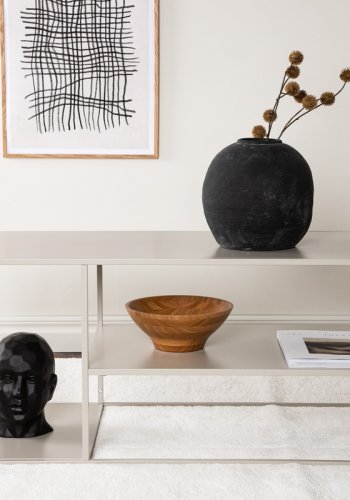 VENTURE DESIGN Steel sofabord, m. hylle - beige stl (120x50)