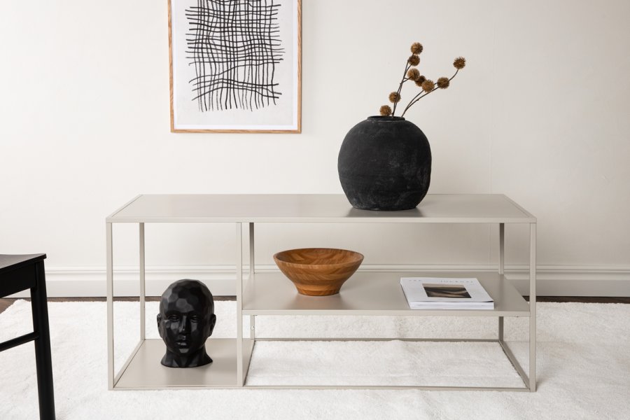 VENTURE DESIGN Steel sofabord, m. hylle - beige stl (120x50)