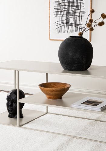 VENTURE DESIGN Steel sofabord, m. hylle - beige stl (120x50)