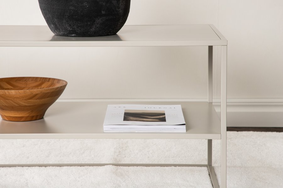 VENTURE DESIGN Steel sofabord, m. hylle - beige stl (120x50)