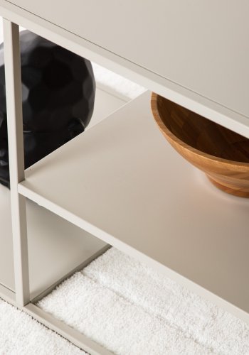 VENTURE DESIGN Steel sofabord, m. hylle - beige stl (120x50)