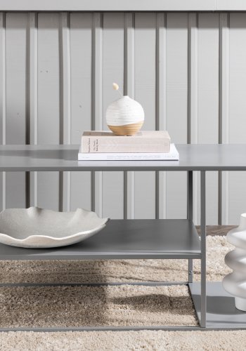 VENTURE DESIGN Steel salongbord, m. hylle - lys gr stl (120x50)