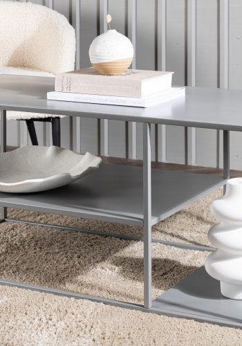 VENTURE DESIGN Steel salongbord, m. hylle - lys gr stl (120x50)