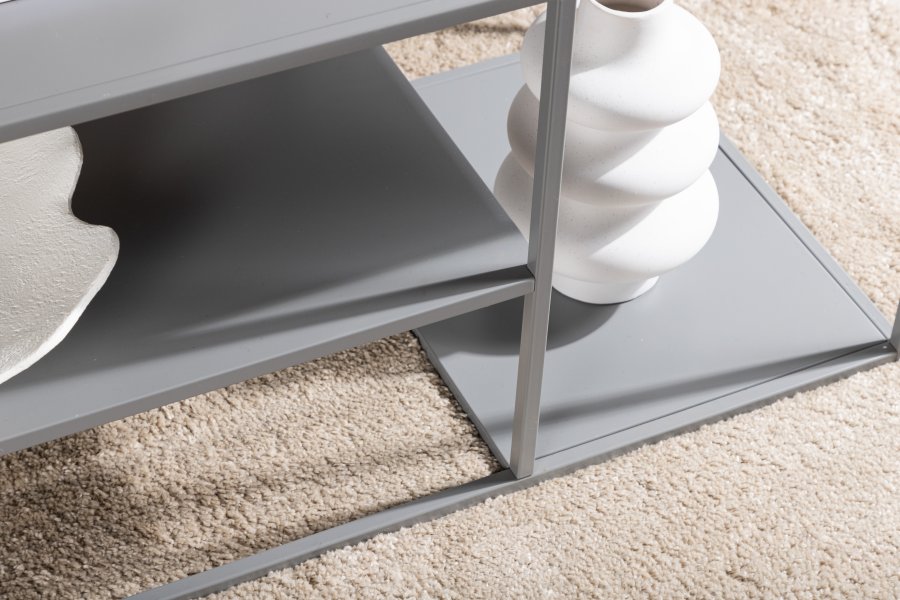 VENTURE DESIGN Steel salongbord, m. hylle - lys gr stl (120x50)