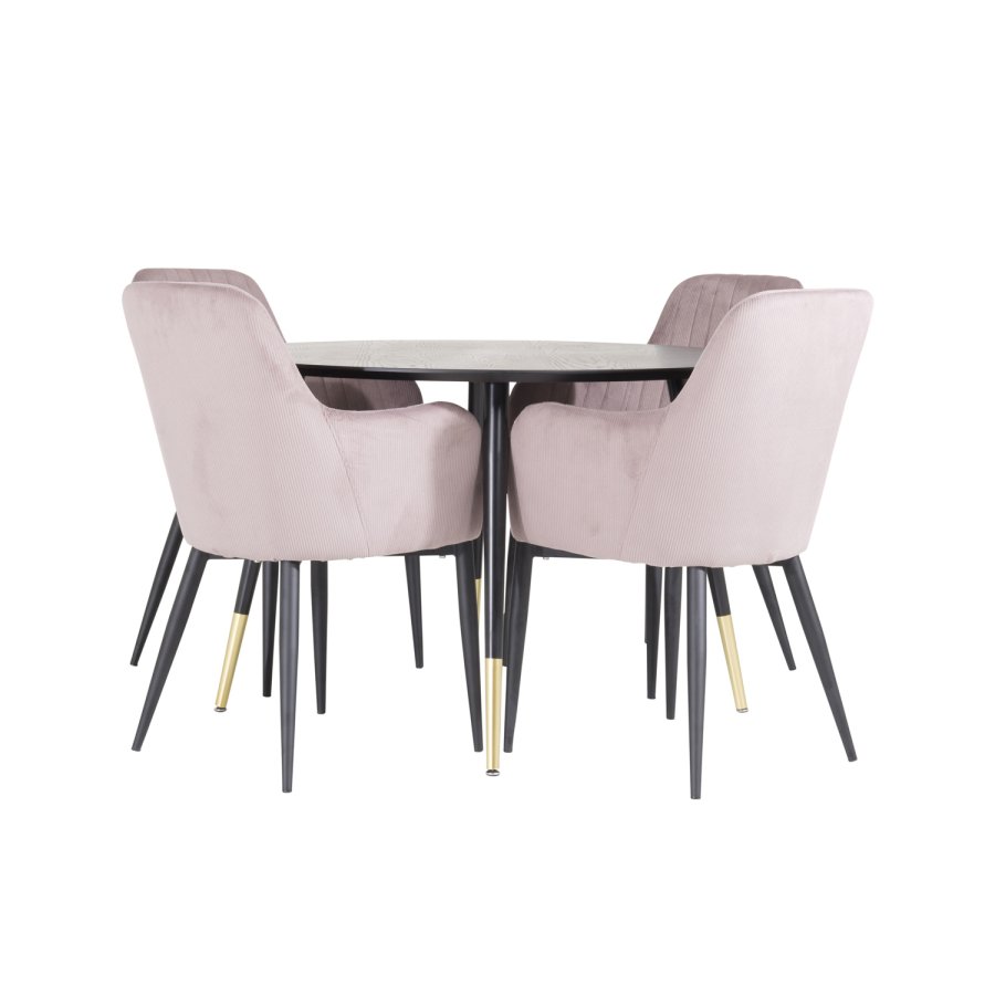 VENTURE DESIGN Dipp Esstisch – schwarzes MDF und Messing/schwarzes Metall (115)