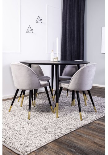 VENTURE DESIGN Spisebordstol i flyel, med armlener - gr velour og metall