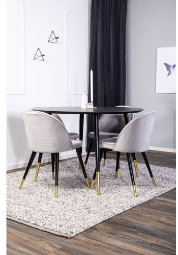 VENTURE DESIGN Dipp Esstisch – schwarzes MDF und Messing/schwarzes Metall (115)