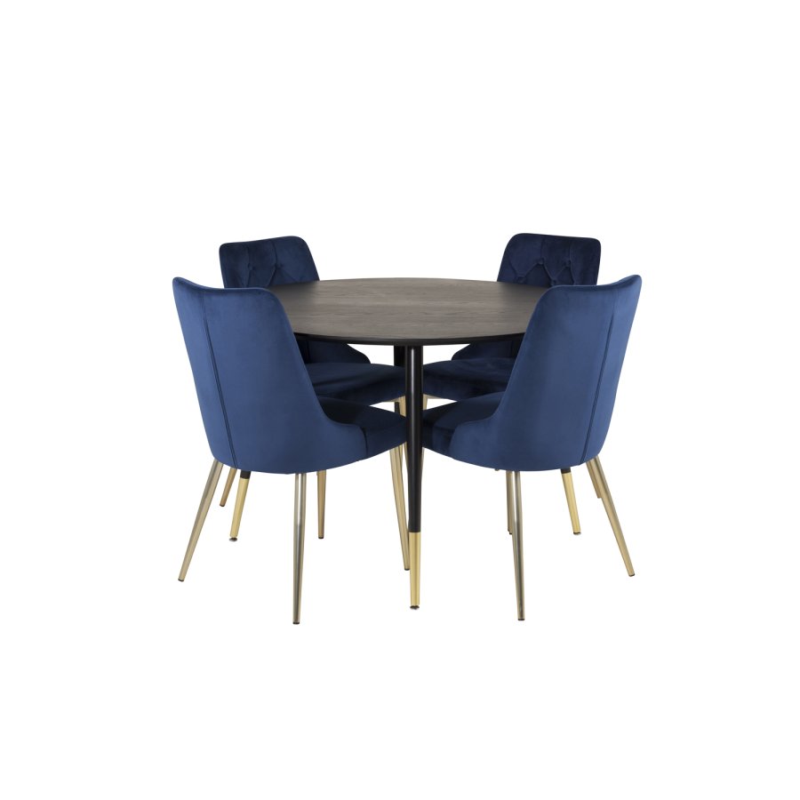 VENTURE DESIGN Dipp Esstisch – schwarzes MDF und Messing/schwarzes Metall (115)