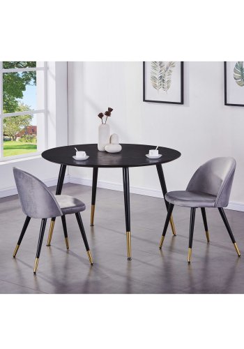 VENTURE DESIGN Dipp Esstisch – schwarzes MDF und Messing/schwarzes Metall (115)