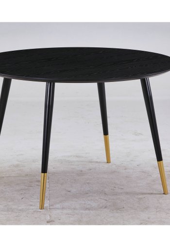 VENTURE DESIGN Dipp Esstisch – schwarzes MDF und Messing/schwarzes Metall (115)