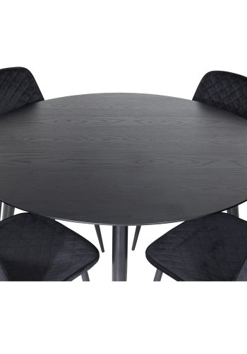 Venture Design Dipp Esstisch, rund – schwarzes MDF und schwarzes Metall (115)