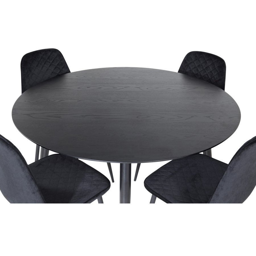 Venture Design Dipp Esstisch, rund – schwarzes MDF und schwarzes Metall (115)