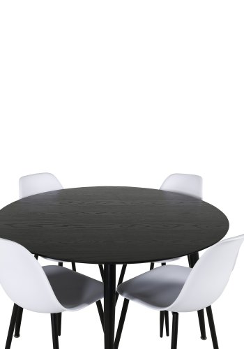 Venture Design Dipp Esstisch, rund – schwarzes MDF und schwarzes Metall (115)