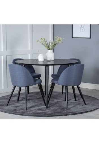 Venture Design Dipp Esstisch, rund – schwarzes MDF und schwarzes Metall (115)