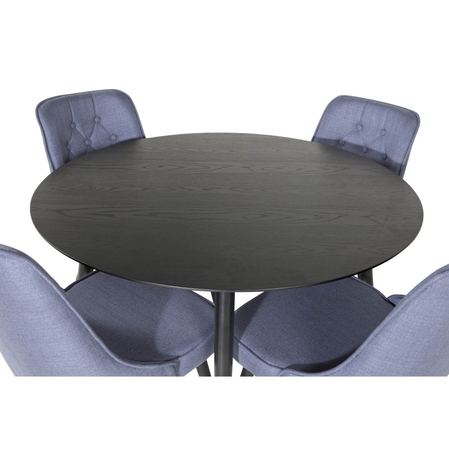 Venture Design Dipp Esstisch, rund – schwarzes MDF und schwarzes Metall (115)