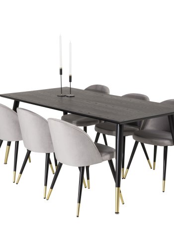 VENTURE DESIGN Dipp spisebord - svart MDF og messing/svart metall (180x90)