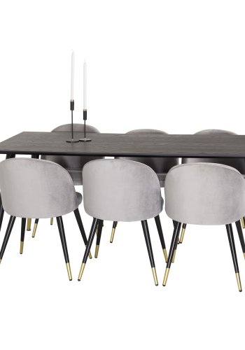 VENTURE DESIGN Dipp spisebord - svart MDF og messing/svart metall (180x90)