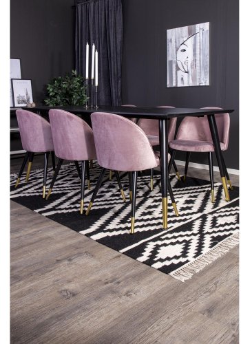 VENTURE DESIGN Dipp spisebord - svart MDF og messing/svart metall (180x90)