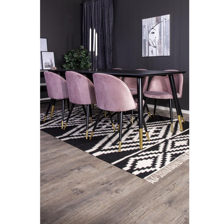 VENTURE DESIGN Dipp spisebord - svart MDF og messing/svart metall (180x90)