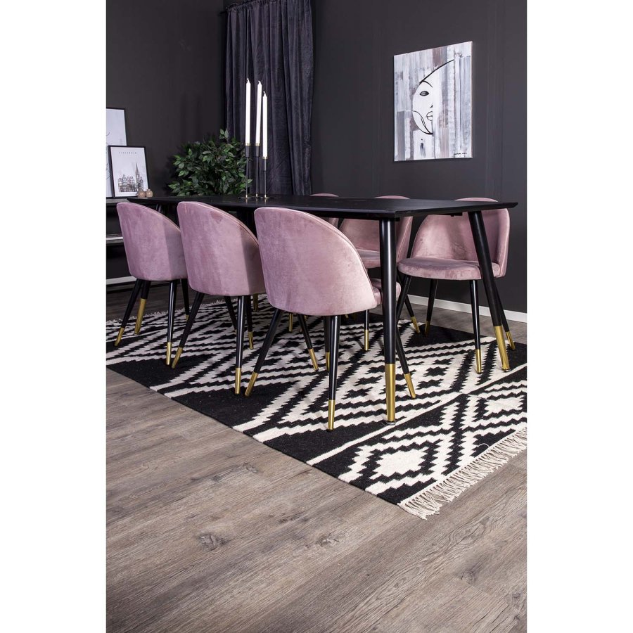 VENTURE DESIGN Indari teppe - hvit og svart ull og bomull (170x240) 