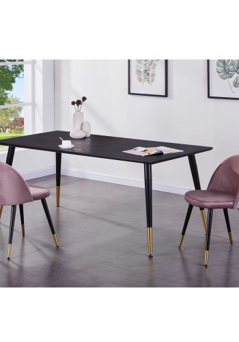 VENTURE DESIGN Dipp spisebord - svart MDF og messing/svart metall (180x90)