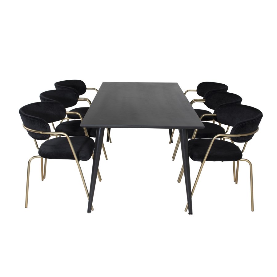 VENTURE DESIGN Dipp spisebord - svart MDF og svart metall (180x90)