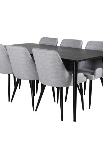 VENTURE DESIGN Plaza spisebordstol, med armlener - lys gr polyester og sort metall