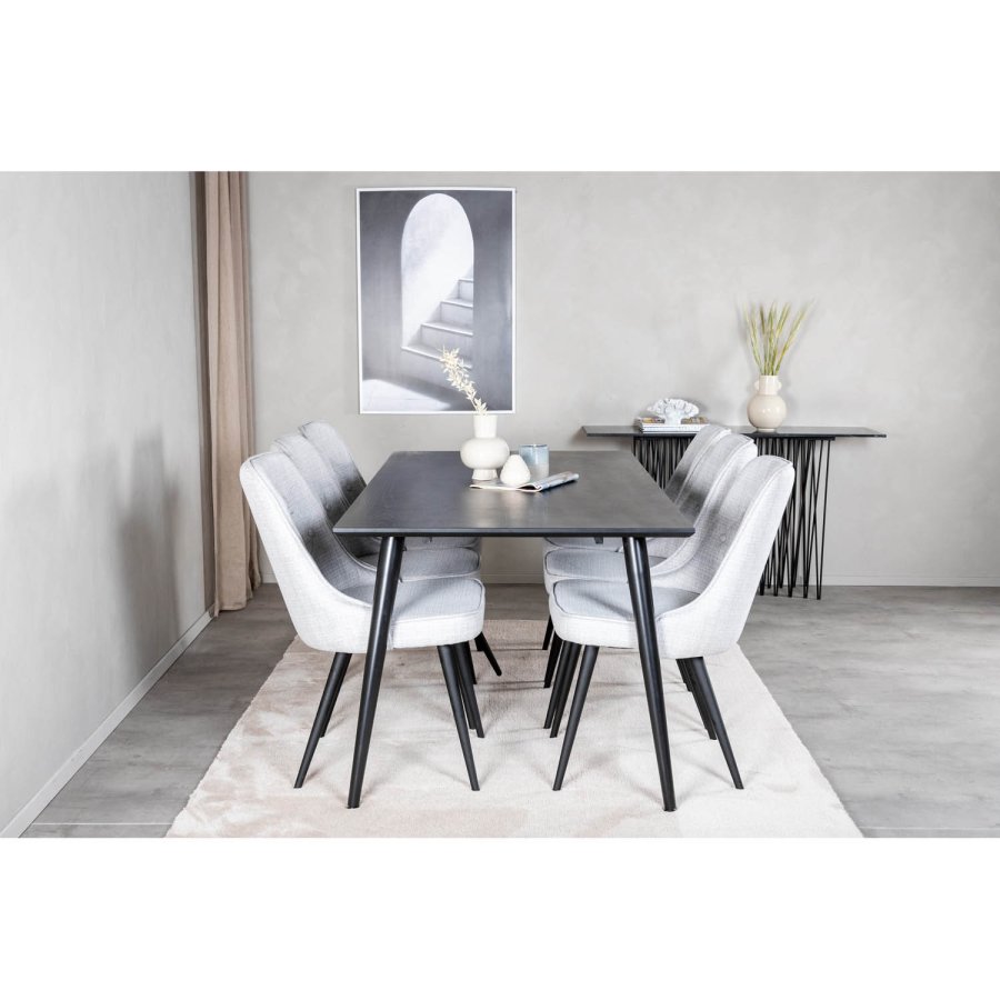 VENTURE DESIGN Dipp spisebord - svart MDF og svart metall (180x90)