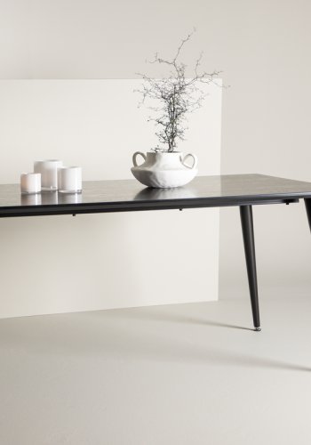 VENTURE DESIGN Dipp spisebord - svart MDF og svart metall (180x90)