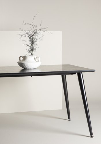 VENTURE DESIGN Dipp spisebord - svart MDF og svart metall (180x90)