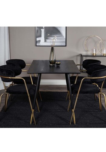 VENTURE DESIGN Dipp spisebord - svart MDF og svart metall (120x85)