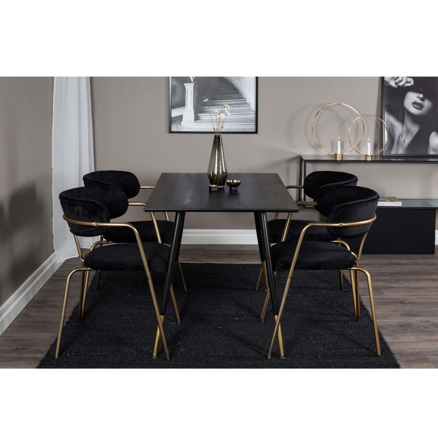 VENTURE DESIGN Dipp spisebord - svart MDF og svart metall (120x85)