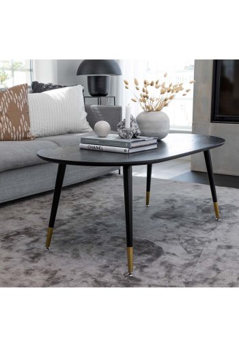 VENTURE DESIGN Dipp Couchtisch, oval – schwarzes MDF und Metall (120x60)